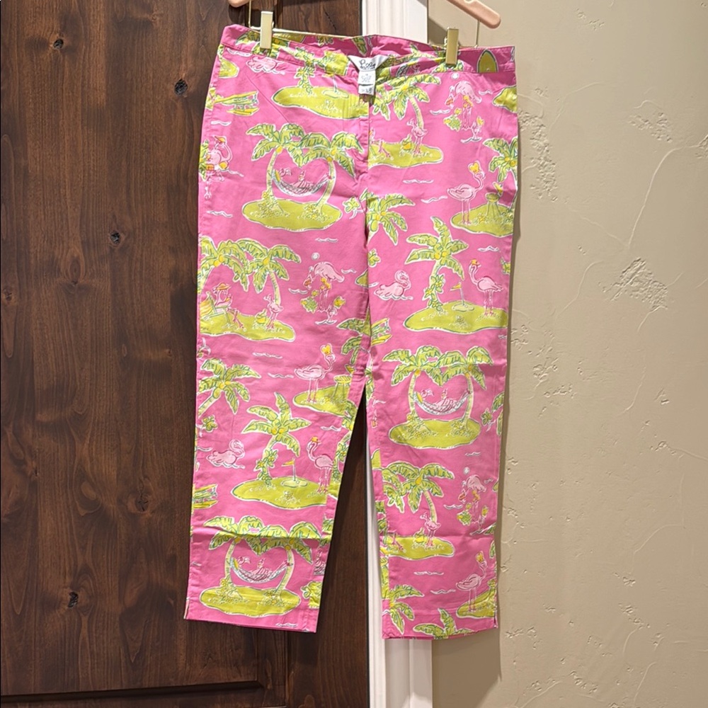 Lilly Pulitzer Pink and Yellow Tropical Pants